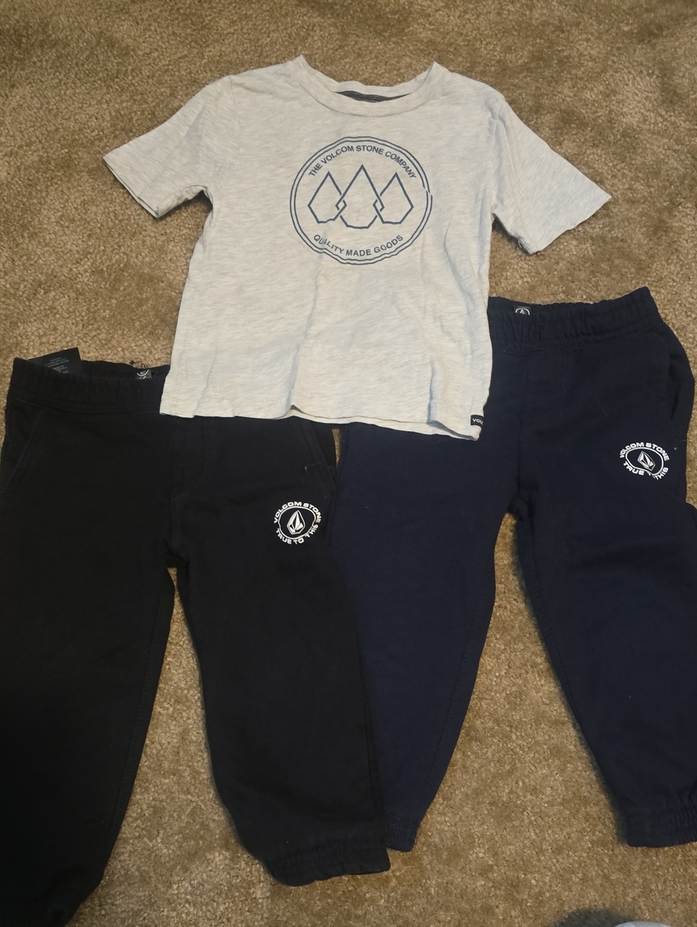 Volcom Kids Navy & Black Jogger Pants - Logo Sweatpants Duo Size 2-3t